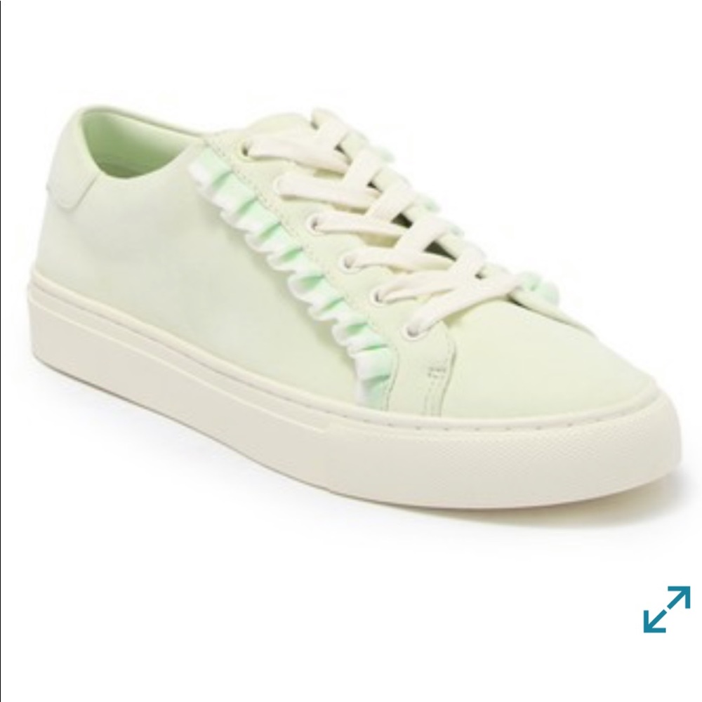 Tory Burch ruffle suede sneaker EUC